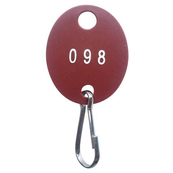 Zoro Select Key Tag Numbered 201 to 300, Oval, PK100 33J885