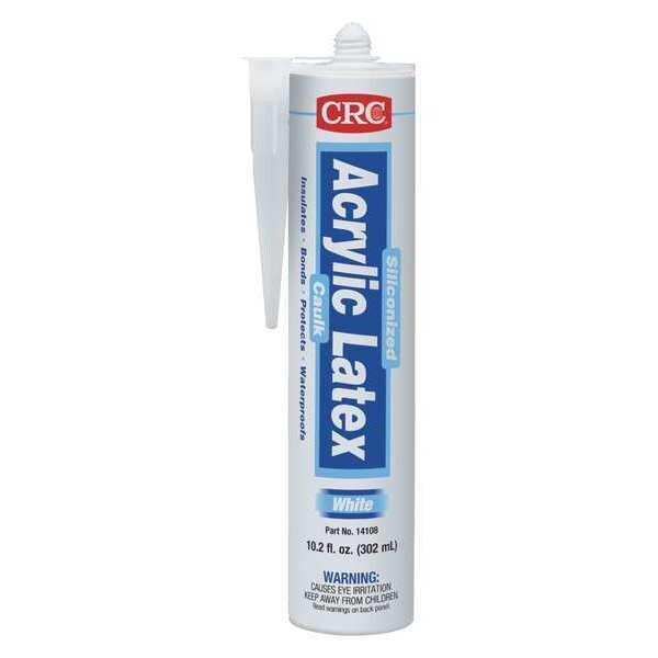 Crc Siliconized Acrylic Latex Caulk, 12 oz., Cartridge, White, Acrylic