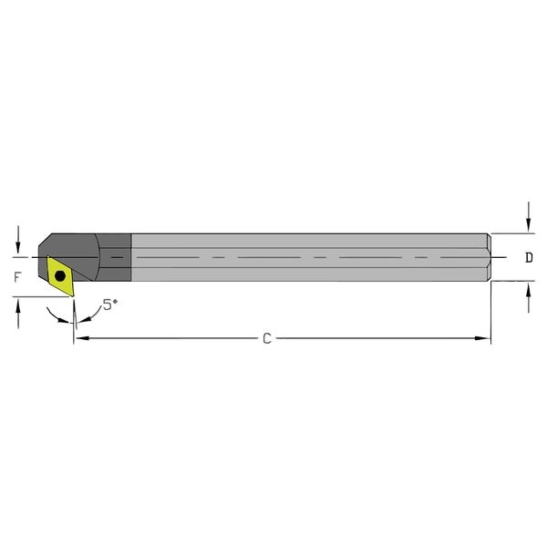 UltraDex Usa Indexable Boring Bar, E12S SDXCL3, 10 in L, Carbide, 55