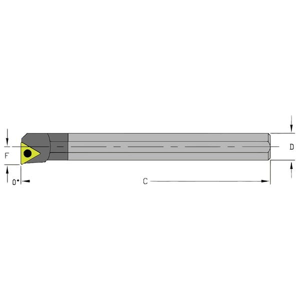 Ultra-Dex Usa Indexable Boring Bar, E08R STUPR2, 8 in L, Carbide, Triangle Insert Shape E08R STUPR2-281