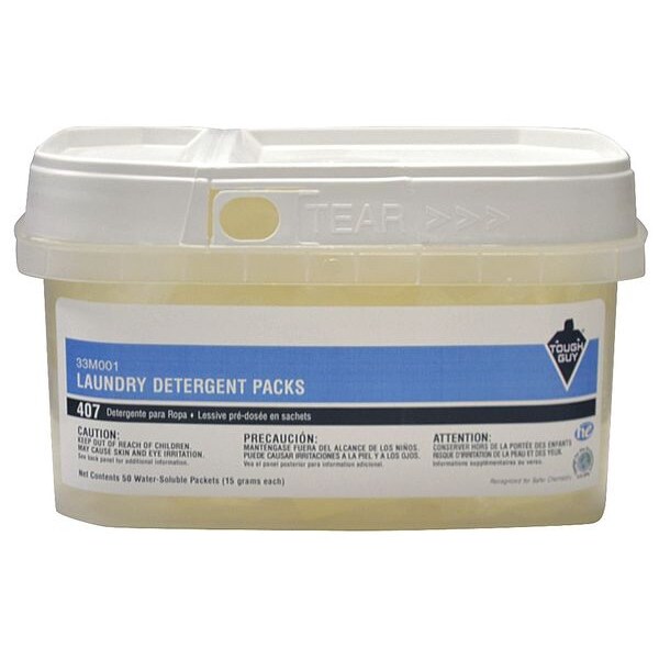 Tough Guy Laundry Detergent, 50 ct Box, Pacs, Unscented, Clear 33M001