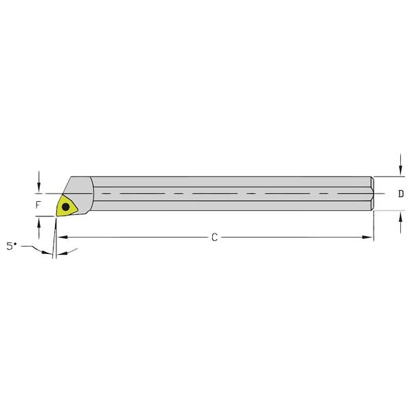 Ultra-Dex Usa Indexable Boring Bar, HM10Q SWLCL3, 7 in L, Heavy Metal, Trigon Insert Shape HM10Q SWLCL3