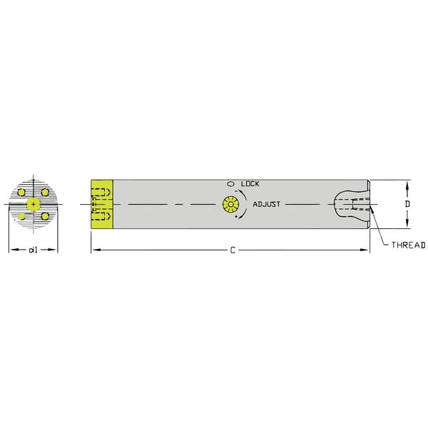 UltraDex Usa Indexable Boring Bar, SCFT B40MM680, 680.00mm L, Steel
