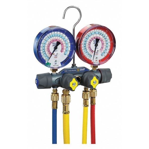 Yellow Jacket Mechanical Manifold Gauge Set, 4Valve 49998 Zoro