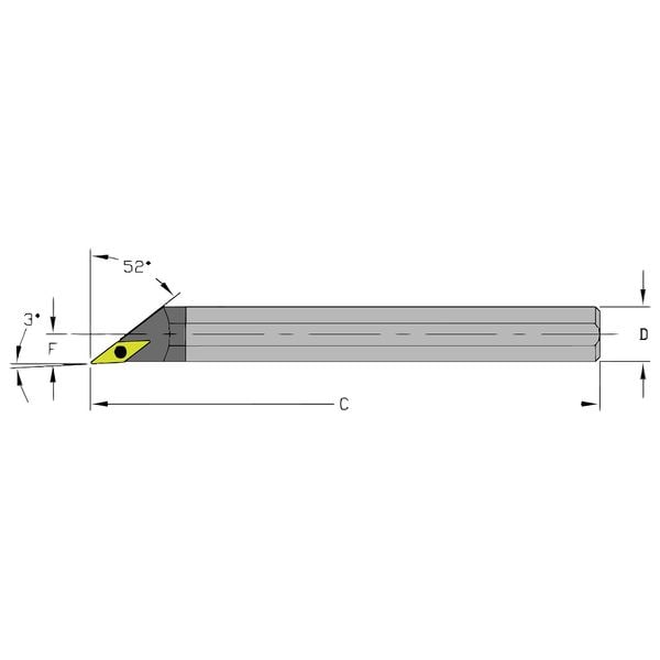 UltraDex Usa Indexable Boring Bar, E12S SVJBR3, 10 in L, Carbide, 35