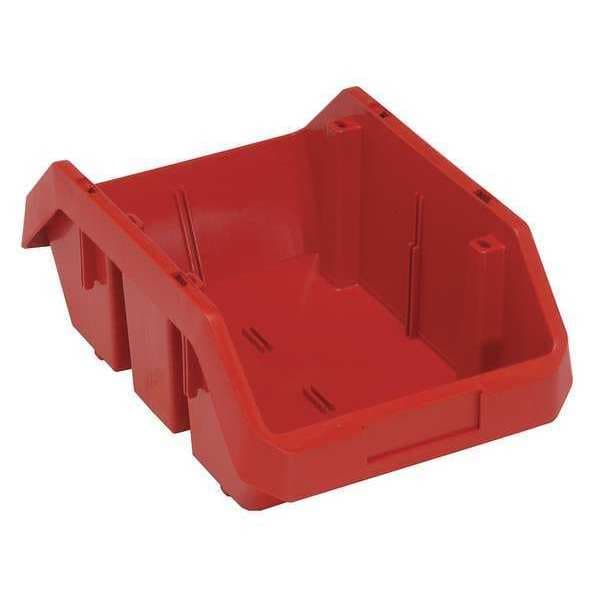 Quantum Storage Systems Cross Stacking Storage Bin, Red, Plastic, 9 1/4 in W x 6 1/2 in H, 50 lb Load Capacity QP1496RD