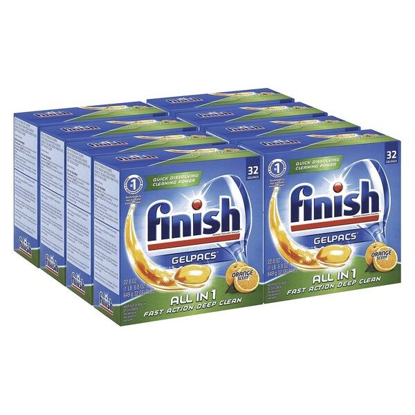 Finish Dishwasher Gel Packs, Orange, PK8 81053CT Zoro