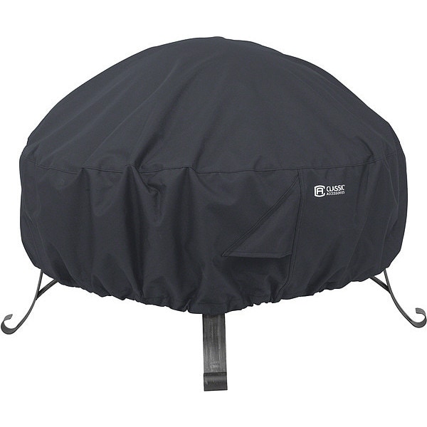 Classic Accessories Coverage Round Fire Pit Cover, Large, Black Fll 55