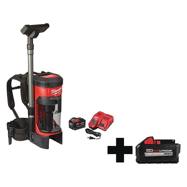 Milwaukee Tool Cordless Backpack Vacuum, 1 gal. Cap. 088521HD, 4811