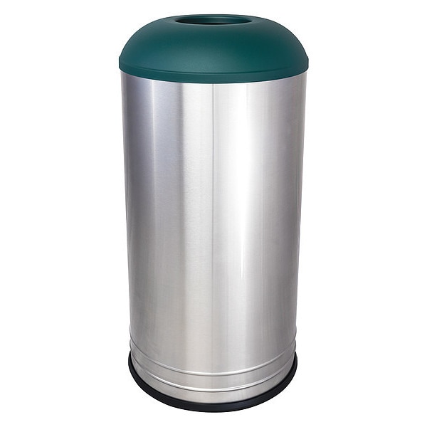 Tough Guy 18 gal. Round Trash Can, Silver, 15" Dia, None, Stainless Steel 34AU83