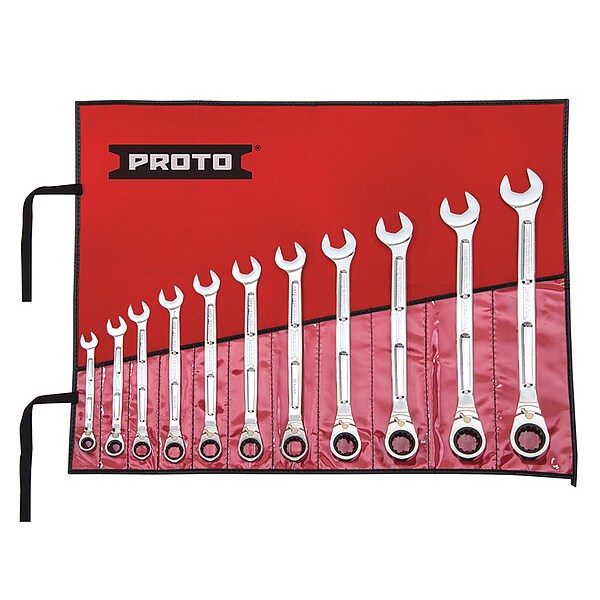 Proto Ratcheting Wrench Set, Pieces 11 JSCV11SA Zoro