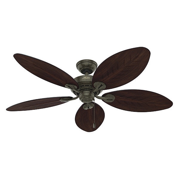 Hunter Bayview Outdoor Ceiling Fan, 54" Blade Dia., Provencal Gold, ETL Damp 54098