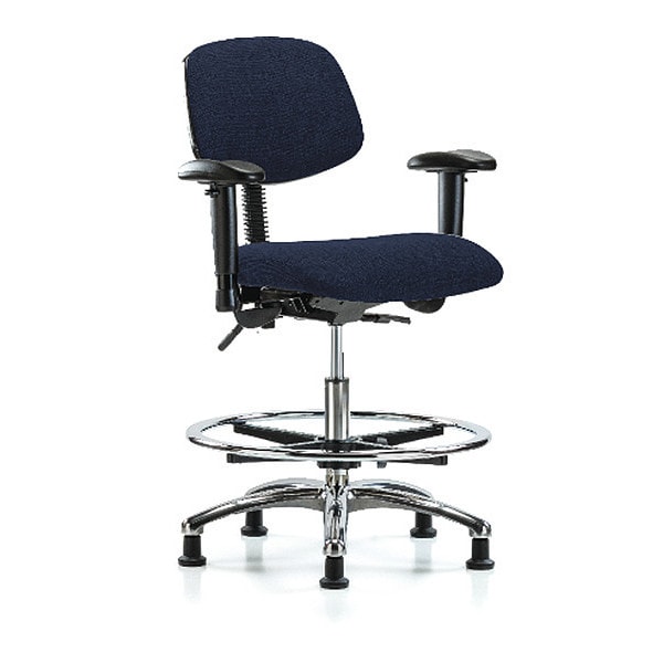 Blue Ridge Ergonomics Medium Bench Chair Chair, Fab, Med Ben, Chr Tilt AA CF Gld Nav, Adjustable Arms, 22" to 29" Height BR-FMBCH-CR-T1-A1-CF-RG-F45 - main