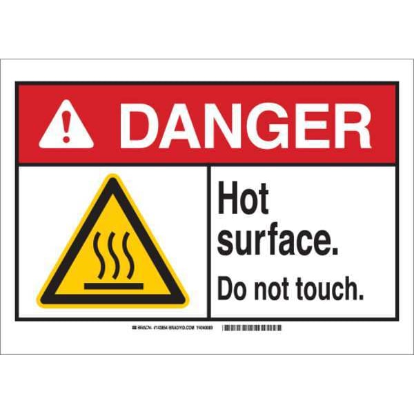 Brady Danger Sign, 7" Height, 10" Width, Polyester, Rectangle, English 143853