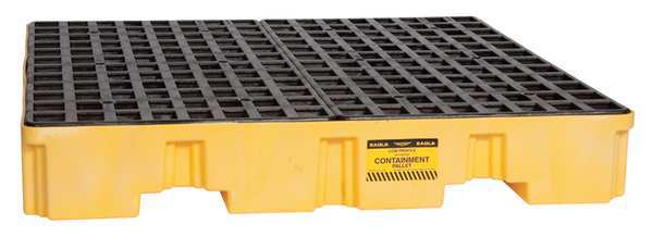 Eagle Mfg Drum Spill Containment Pallet, 66 gal Spill Capacity, 4 Drum, 8000 lb., Polyethylene 1645ND