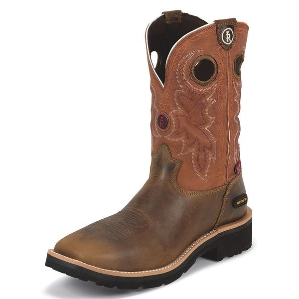 Tony Lama Men's 12 Cognac Lenado Round Toe Western Boots | Boots Etc