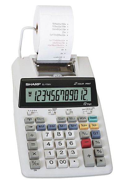 Sharp Desktop Calculator, Printing, LCD, 12 Digit SHREL1750V