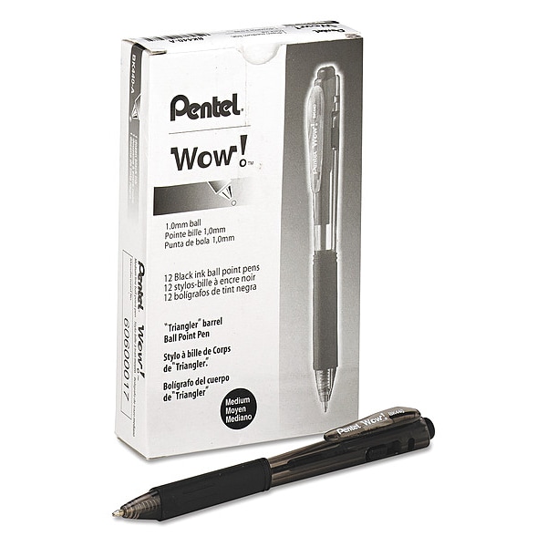 Pentel WOW! Ballpoint Pen, Retractable, Medium 1 mm, Black