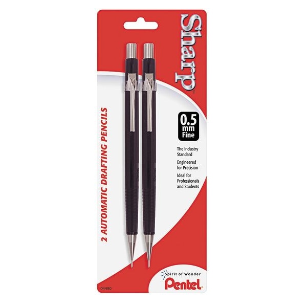 Pentel Mechanical Pencil, 0.5mm, Black, PK2 PENP205BP2K6 | Zoro