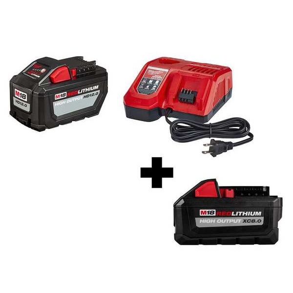 Milwaukee Tool Battery Kit, LiIon, 12.0 Ah 48591200, 48111880 Zoro