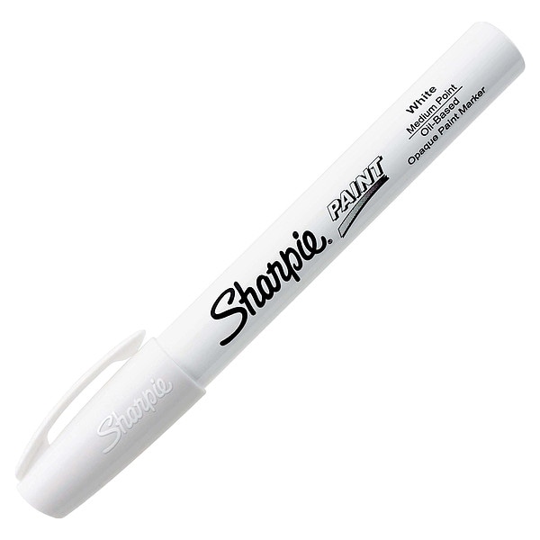 Sharpie Paint Marker, Medium Point, White, PK12 35558 Zoro