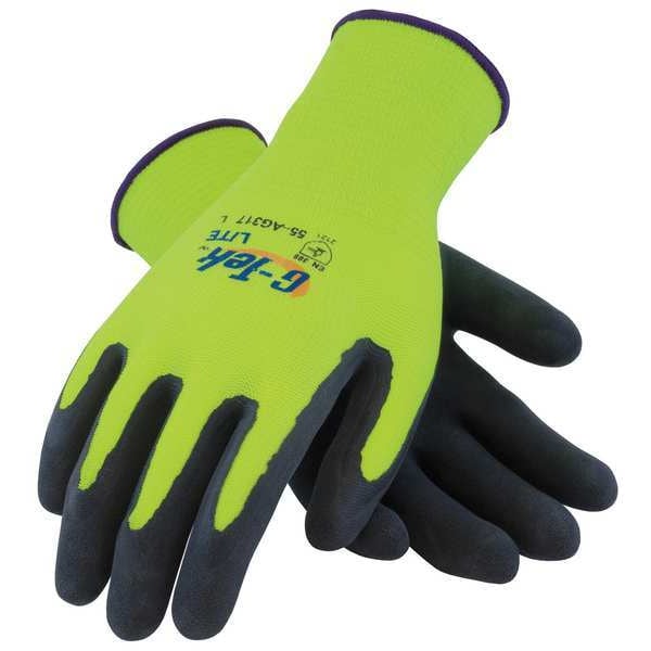 Pip Coated Gloves, XL, Hi-Vis Yellow, PR 55-AG317/XL