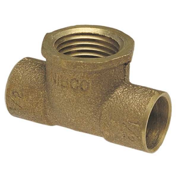 Nibco Reducing Tee, Cast Bronze, C x C x FNPT 712R 1/2X1/2X1/4 Zoro