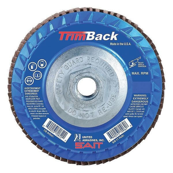 United Abrasives/Sait SAIT 70910 TrimBack™ Flap Disc (Type 29) 4-1/2" x 5/8"-11, 36 Grit, 10-Pack 70910