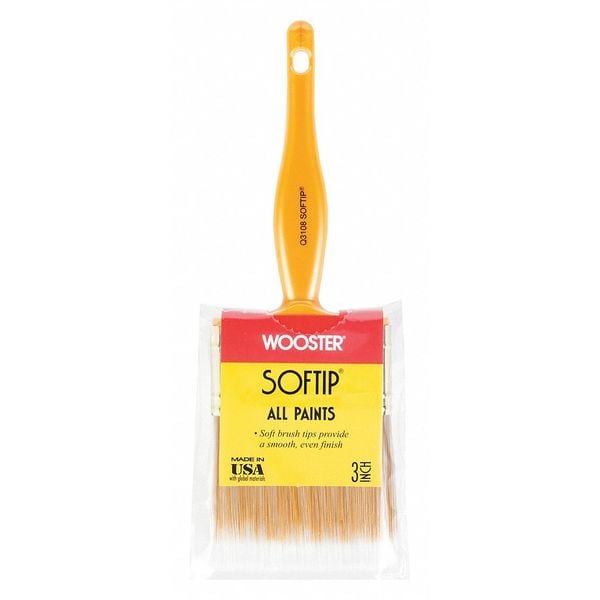 Wooster 3" Trim/Wall Paint Brush, Synthetic Bristle, Plastic Handle