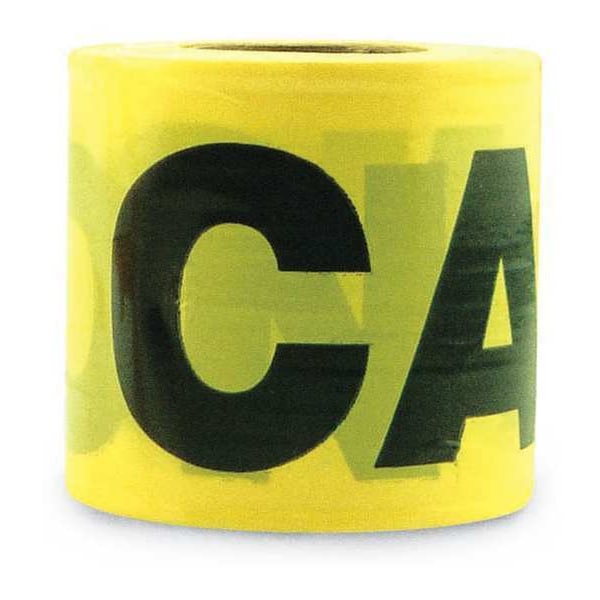 Zoro Select Barricade Tape, Caution, 3 in Wide, 300 ft Long, 2 mil Thick, Plastic, Yellow/Black 16100