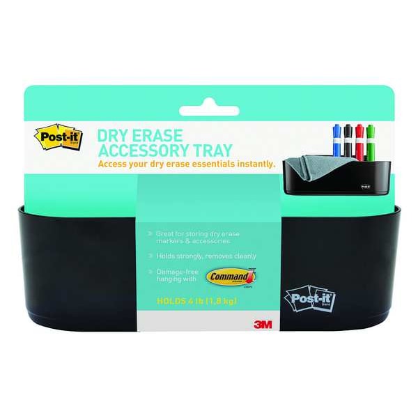 PostIt Dry Erase Accessory Tray, Plastic, Black DEFTRAY Zoro