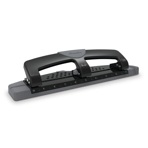 Swingline Three-Hole Paper Punch, 12 Sheets, Blk/Gry A7074134 | Zoro