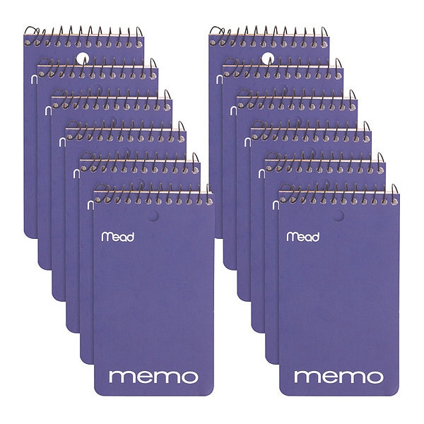 Mead Memo Book, 60 Sheets, 3" x 5", PK12 45354PK Zoro