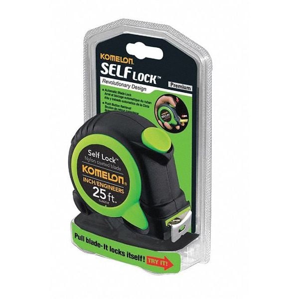 Komelon SL2825IE 14.58 25 ft. Tape Measure, 1" Blade, Self Lock, Green