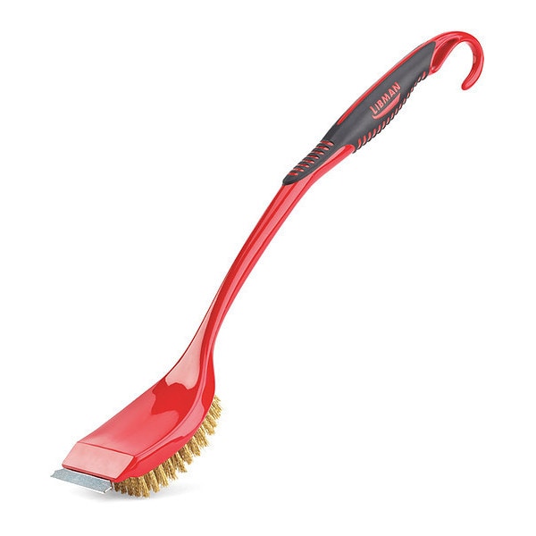 Libman Commercial Grill Brush, w/Scraper, Brass, Red/Blk, PK6 528 Zoro
