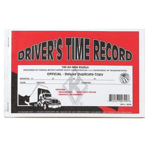 Jj Keller Drivers Exemption Logbook, Book With Carbon, 8 1/2 x 5 1/2, 2
