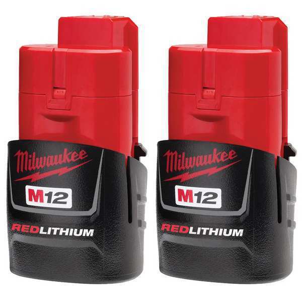 Milwaukee Tool M12 12V REDLITHIUM Compact Battery, Lithium-Ion, CP 1.5 Ah, 2-Pack 48-11-2411