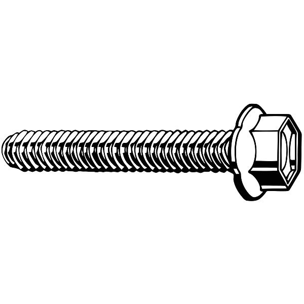 Zoro Select Thread Cutting Screw, M4 x 30 mm, Zinc Plated
