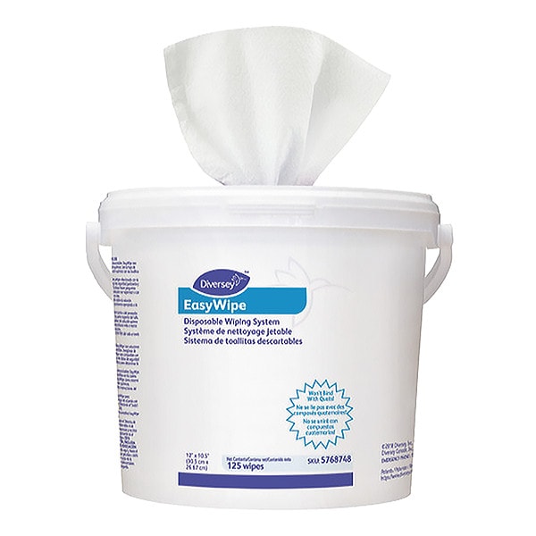 Diversey Dry Wipe Roll, White, Bucket, Polypropylene, 120 Wipes, 10 1/2