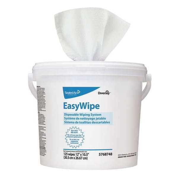 Diversey Dry Wipe Roll, White, Refill, Polypropylene, 125 Wipes, 10 1/2
