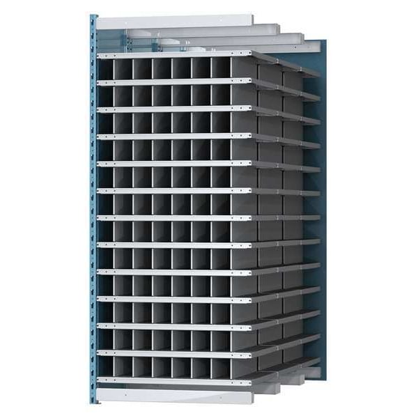 Hallowell Steel Add-On Pigeonhole Bin Unit, 72 in D x 87 in H x 36 in W, 13 Shelves, Blue/Gray AHDB104-72PB