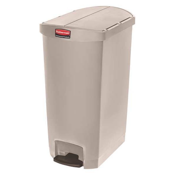 Rubbermaid Commercial 18 gal Rectangular Trash Can, Beige, 14 1/2 in Dia, Step-On, Plastic 1883551
