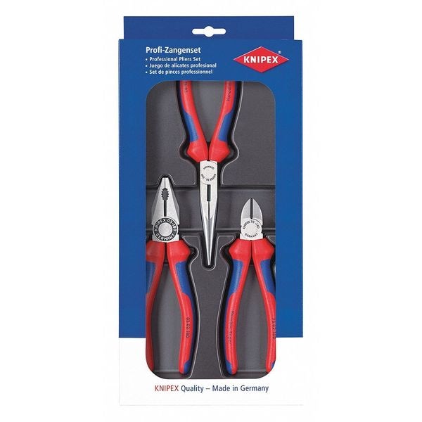 Knipex Plier Set, Dipped, 3 Pcs. 00 20 11 Zoro