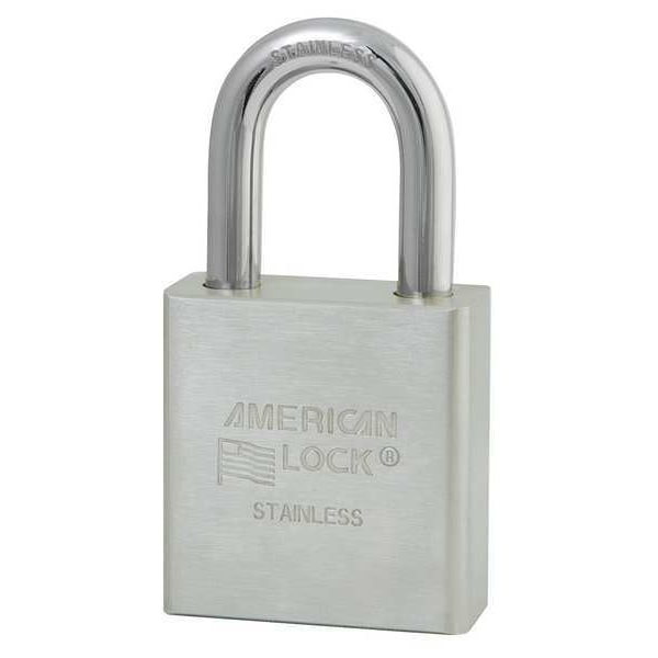 American Lock Padlock, Keyed Alike, Standard Shackle, Rectangular Stainless steel Body, Stainless Steel Shackle A5400KA