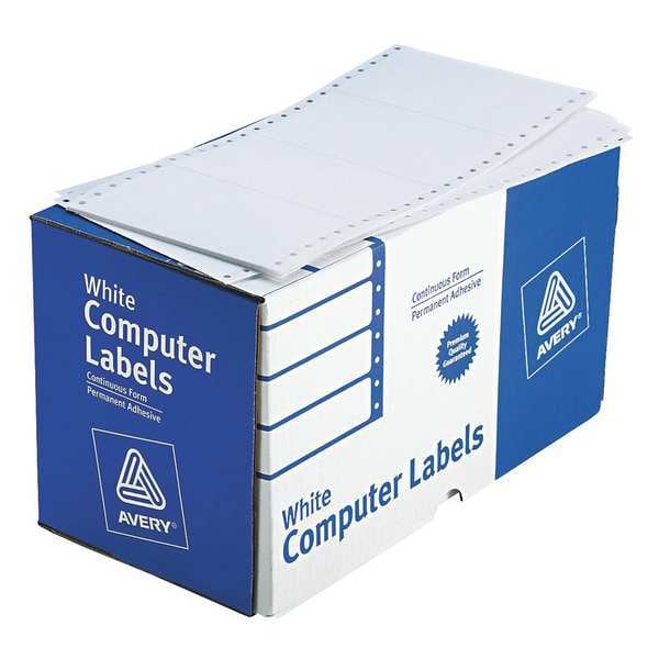 Avery Avery® Continuous Form Computer Labels for Pin-Fed Printers 4076, 5" x 2-15/16", Box of 3,000 7278204076
