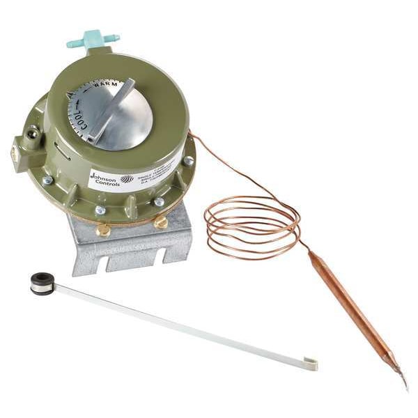 Johnson Controls Pneumatic Thermostat, Single Temperature, Heating and