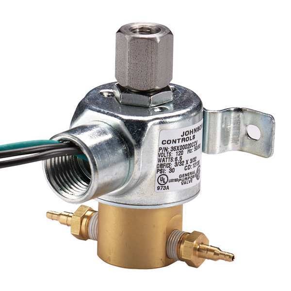 Johnson Controls Solenoid Air Valve, 3Way, 24VAC, 030 psi V24101 Zoro