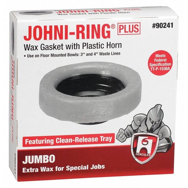 Hercules Toilet Bowl Ring, Jumbo, Wax, 3in4in 90241 Zoro