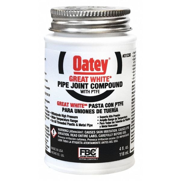 Oatey Pipe Joint Compound, 4 oz., White 31230 Zoro