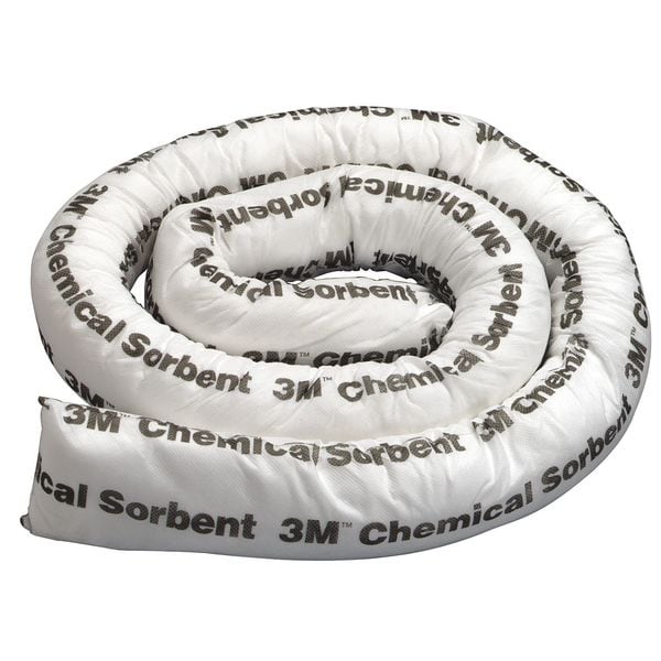 3M Absorbent Boom, Chemical, 8 ft. L, PK6 P-208